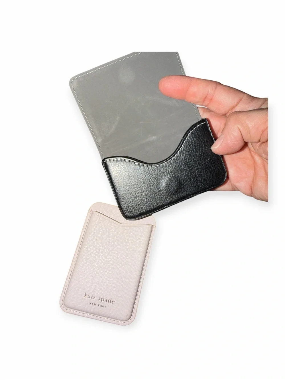 Kate Spade Light Pink Card Holder and Black Leather card holder duo